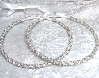 Pearl Stefana Crowns, Greek Wedding Crowns, White Wedding Stefana, Greek Stefana, Orthodox Wedding Crowns, Stephana