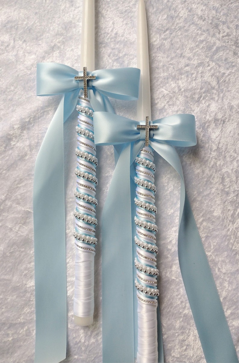 Boy Baptism Candle Lambades Baptism Blue Baptism Candle Etsy