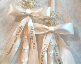 Personalized Ribbons For Wedding Baptism Candles - Personalized Greek Stefana Connecting Ribbon - Personalized Lambathes