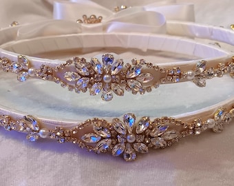 Stefana Crowns / Greek Wedding Crowns / Gold Rhinestone Stefana / Greek Orthodox Wedding Crowns, Stefana Box Optional