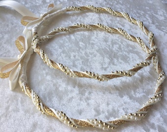 Stefana Wedding Crowns, Greek Stefana, Greek Orthodox Wedding Crowns, Stephana, Ivory Gold Glitter