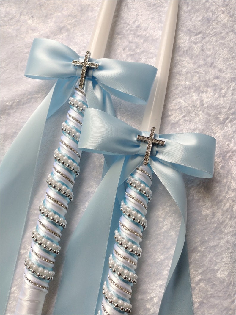 Boy Baptism Candle Lambades Baptism Blue Baptism Candle Etsy