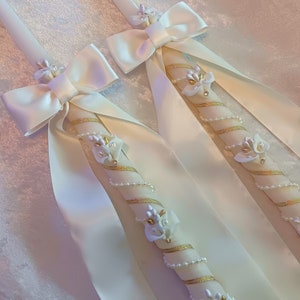 Wedding Lambathes, Calla Lily Candles, Greek Wedding Candle Set, Orthodox Wedding Candles, Ivory Lambades