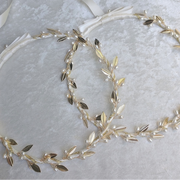 Greek Stefana / Orthodox Wedding Crowns / Gold Leaf Stefana / Stephana