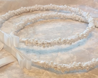 White Pearl Stefana Crowns, Greek Wedding Crowns, Wedding Stefana, Greek Stefana, Orthodox Wedding Crowns