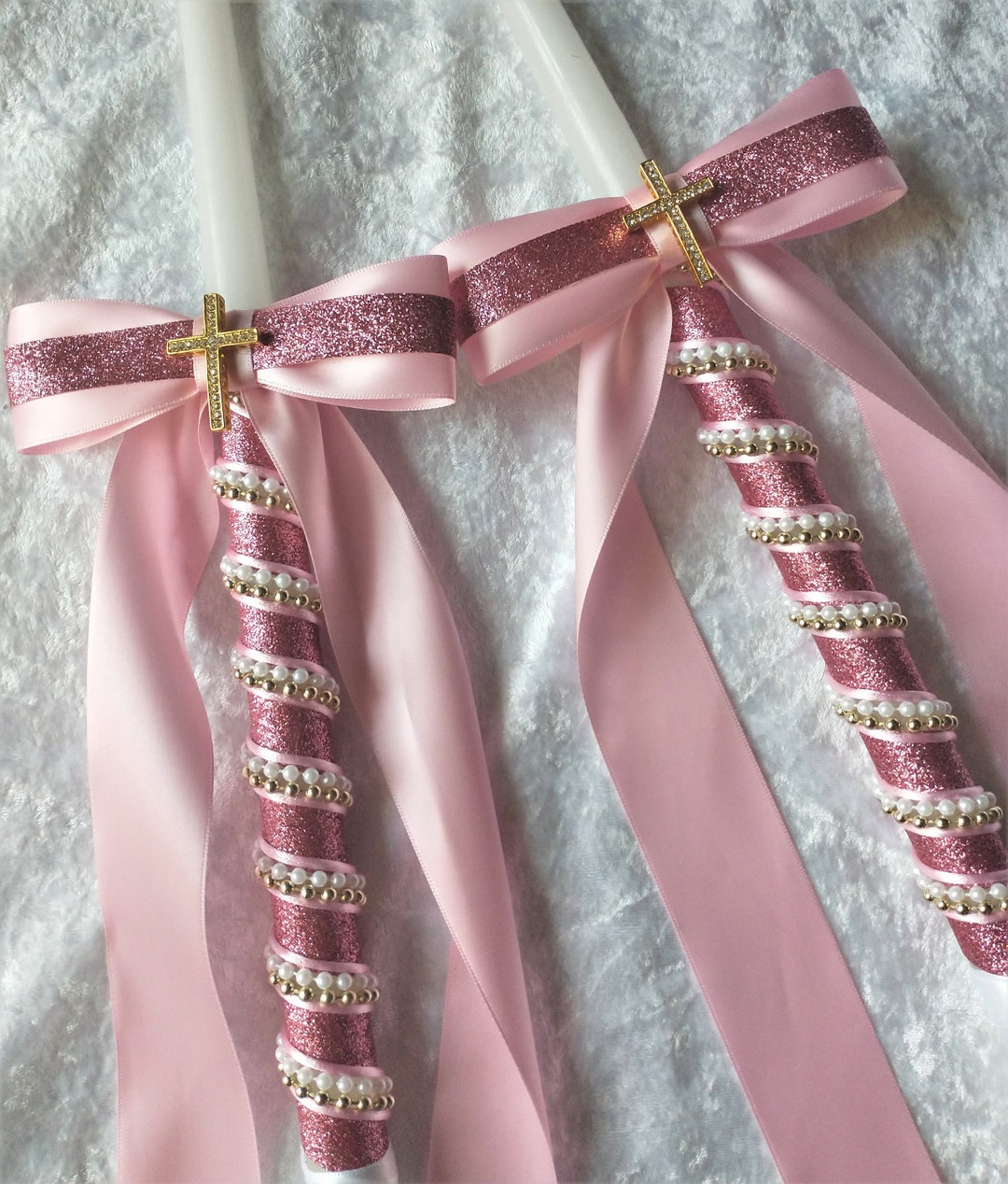 Greek Baptism Candle Set Orthodox Baptism Candles Pink Lambathes — free download