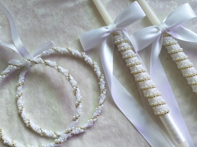Stefana Crowns Greek Wedding Candles Stefana Lambathes Set Etsy