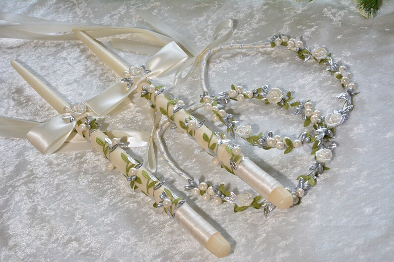 Stefana Lambathes Greek Wedding Crowns Candles Orthodox Etsy