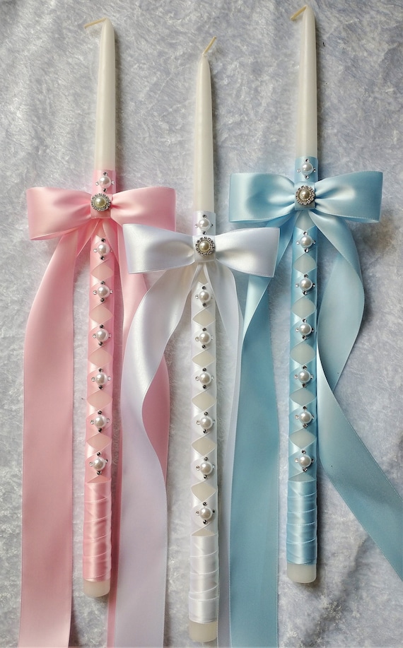 Greece Baptism Candles Lambade Baptism Orthodox Baptism Etsy