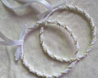 Stefana Crowns, Greek Wedding Crowns, Wedding Stefana, Greek Stefana, White, Ivory, Pearl, Silver or Gold