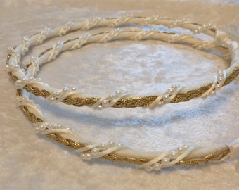 Stefana Crowns, Greek Wedding Stefana, Ivory Gold Stefana, White Silver Stefana, Stephana, Orthodox Greek Crowns