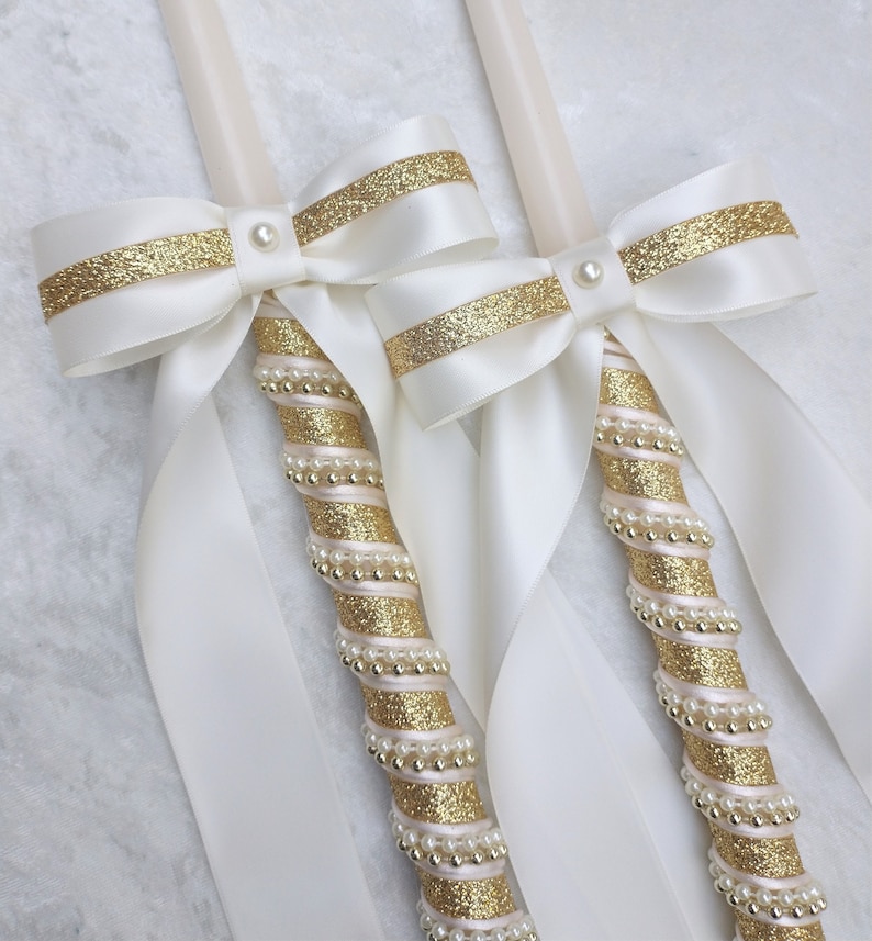 Orthodox Wedding Candles Lambathes Wedding Greek Wedding Etsy