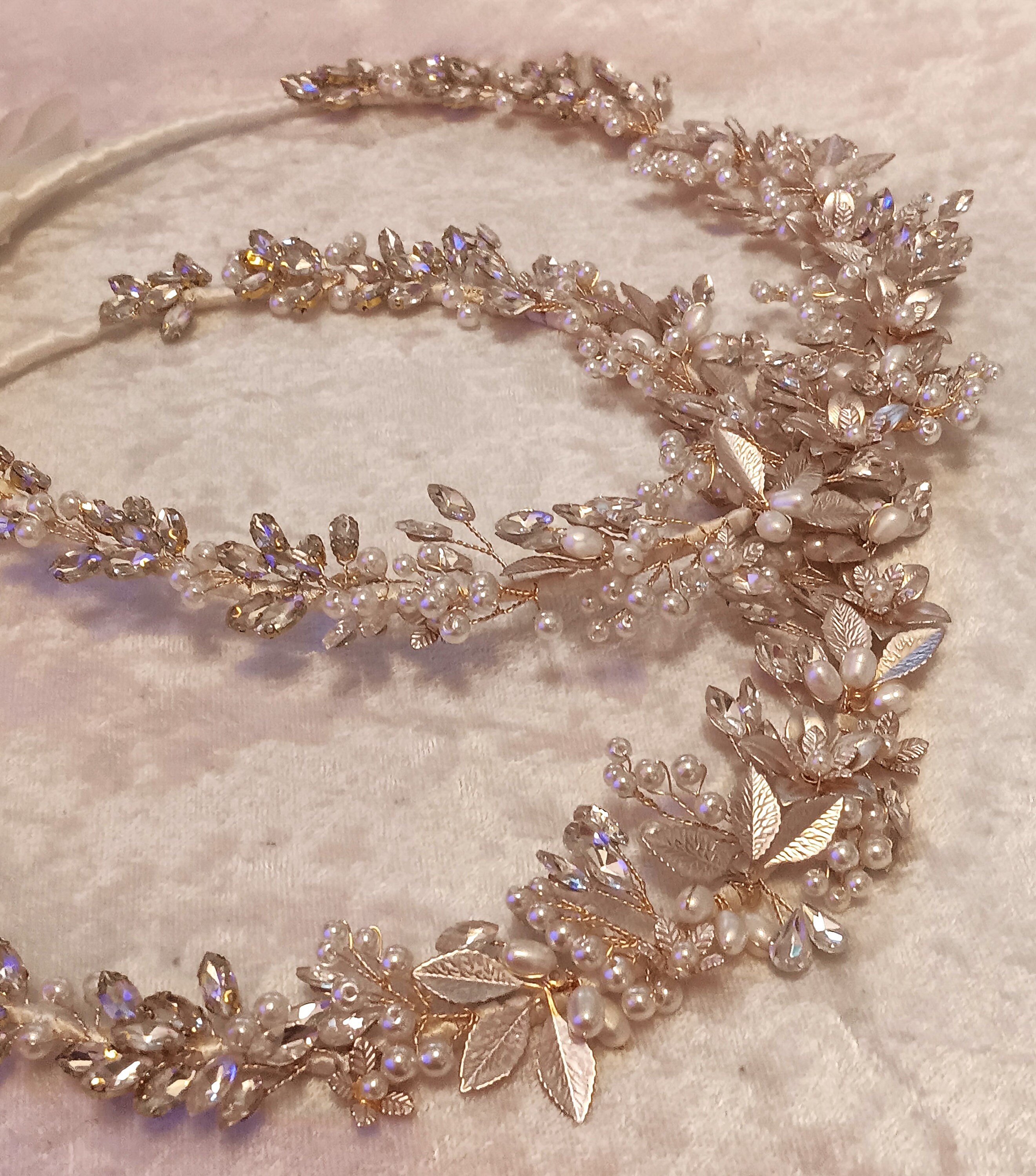 Gold Leaf Stefana, Orthodox Wedding Crowns, Greek Stefana Set, Greece Wedding Crowns, Stephana