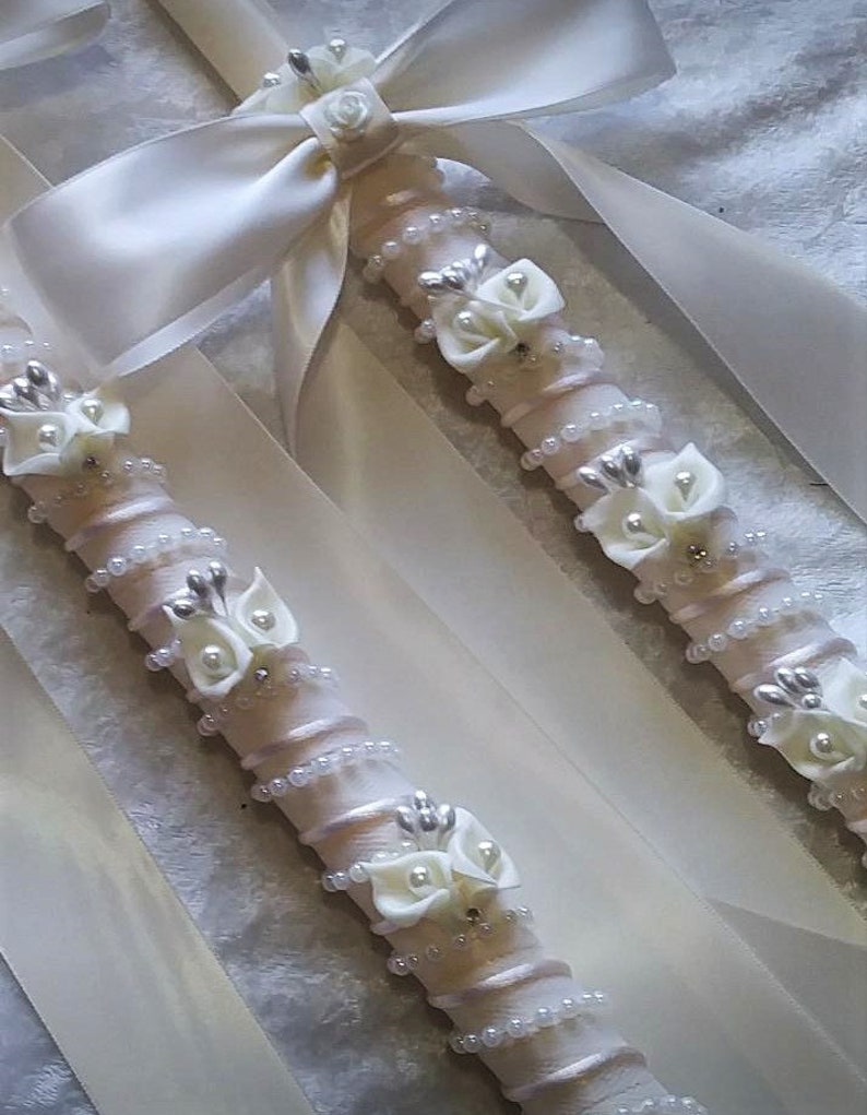 Lambades Calla Lily Stefana Stefana Crown Wedding Candle Set Wedding Lambathes Koumbara Greece Stefana Orthodox Wedding Crown