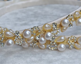 Stefana Pearl and Rhinestone, Stefana Tiara, Greek Orthodox Wedding Crowns, Silver Stefana, Gold Stefana, Στεφανα, Stephana