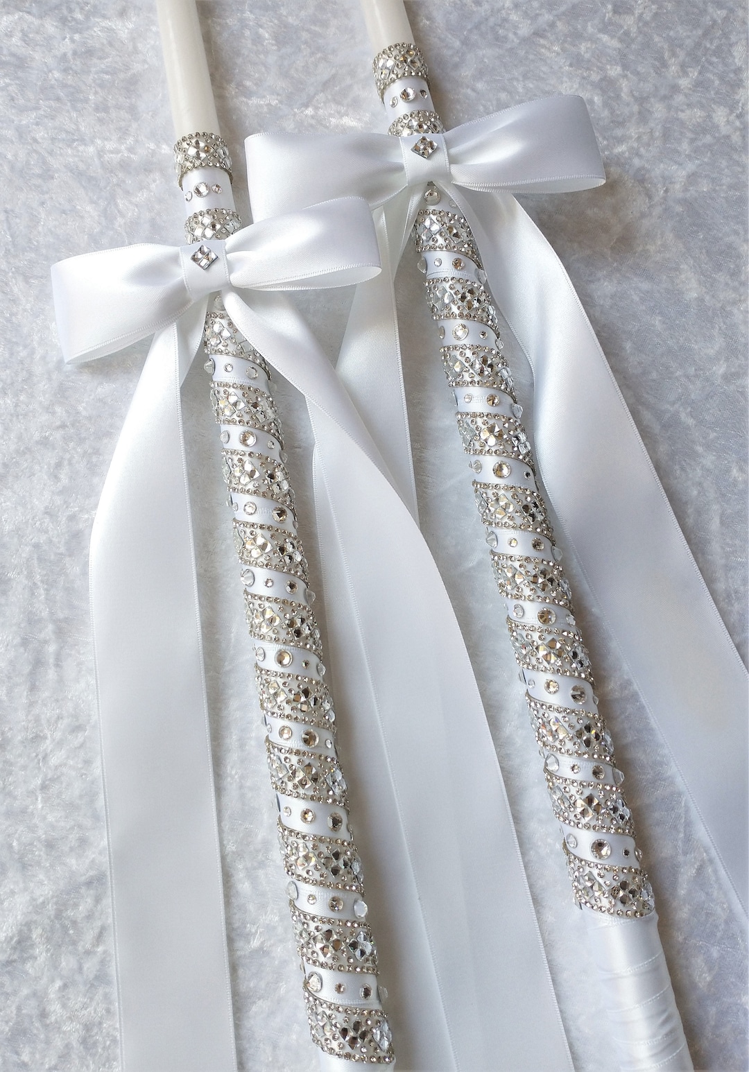 24 Greek Wedding Candle Set, Orthodox Wedding Candles, Greek Lambades, Lambathes Wedding, White