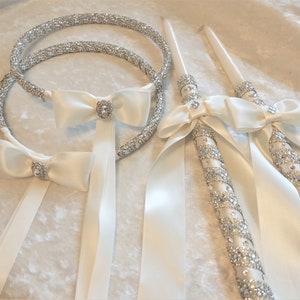 Greek Wedding Candle Set, Orthodox Wedding Candles, Crystal Rhinestone Lambades, Lambathes Wedding, White or Ivory