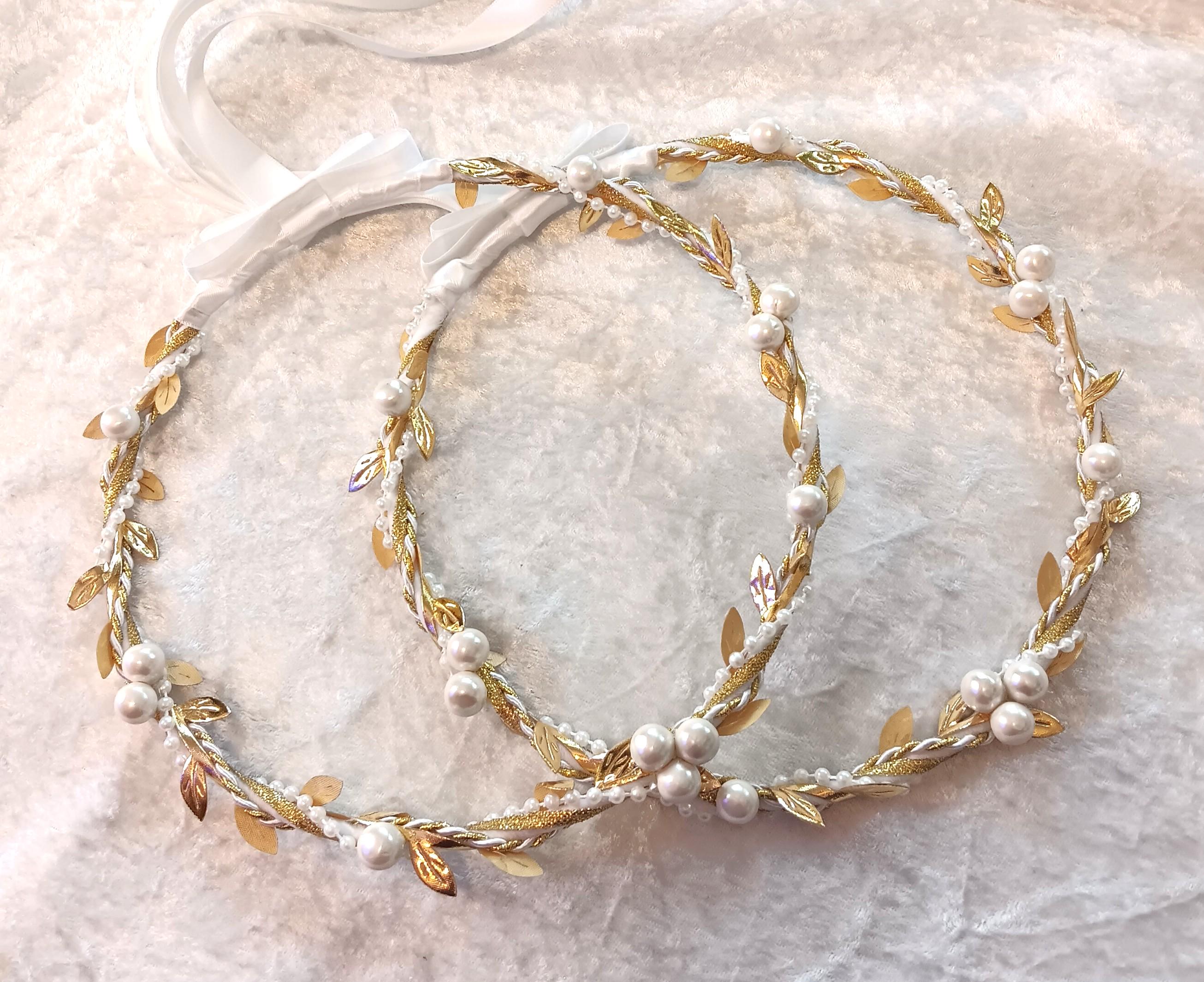 Stefana Crowns Gold Leaf, Greek Orthodox Stefana, Stephana Greece, Greek Wedding Crowns, Olive Leaf Stefana