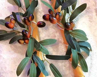 Orthodox Candle Set  / Greek Olive Leaf Wedding Candles / Pure Beeswax Taper Candles / Beeswax Lambathes / 16 Inch Orthodox Lambades