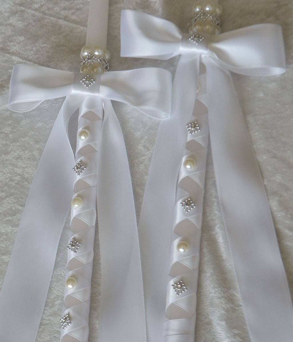 White Wedding Candles 18 Greek Orthodox Candles Etsy