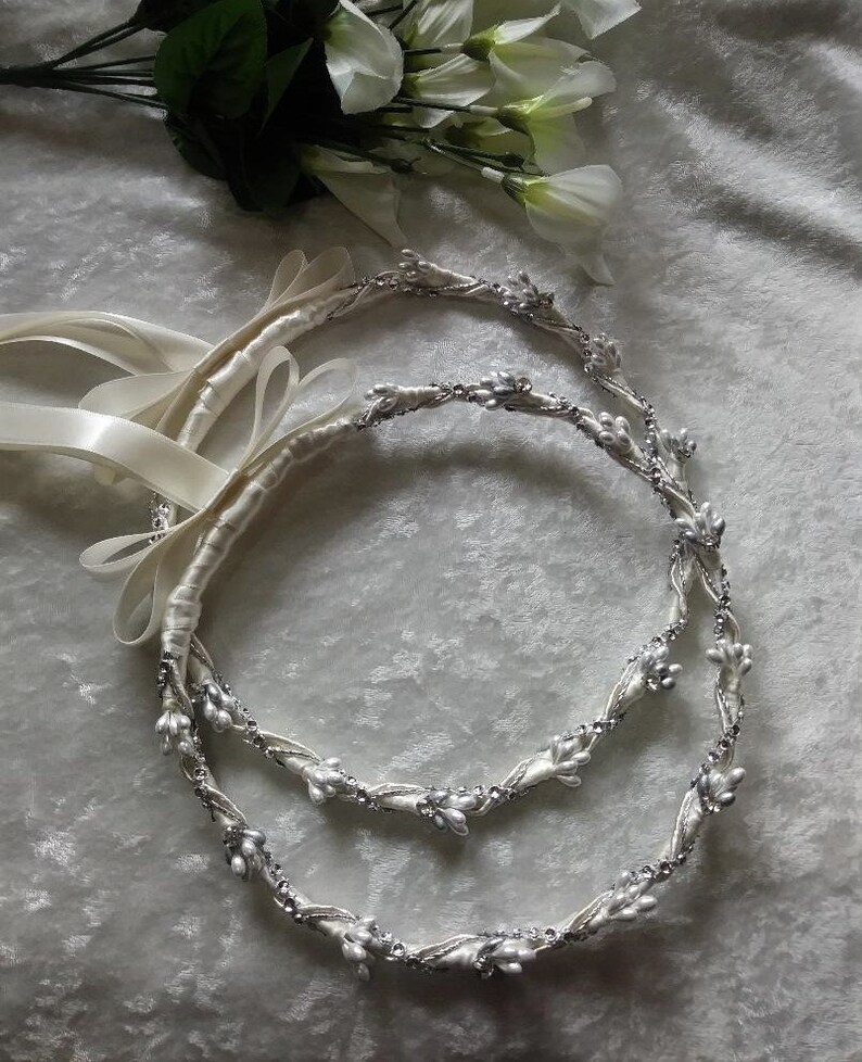 Greek Stefana Pearl Greek Wedding Crowns Greek Orthodox Ivory Stefana Rhinstone Orthodox Wedding Crowns Stefana Silver Stefana