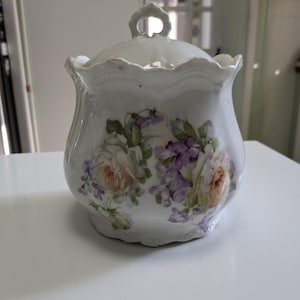 Leuchtenburg Jar with Lid Floral Transfer Ware All Floral Beautiful and Antique