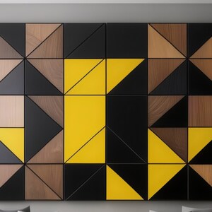 Arte geometrico en madera rústica cuadros para pared hecho a mano