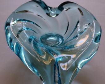 Vintage MCM Aqua Hand-Blown Murano Bowl/Ashtray