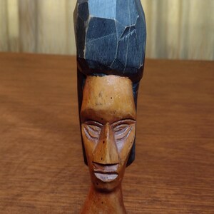 Vintage Wooden Woman Head Statue