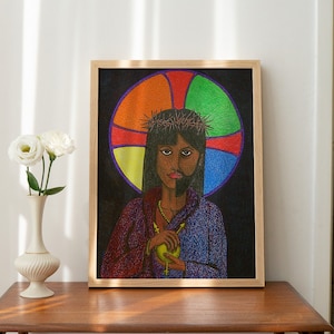 Jesus Neither Printable Christ Portrait  | God Genderqueer | Transgender Pride Home Decor | Non-Binary Art | Affirming Inclusive Church