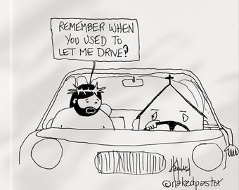 Jesus Used to Drive | Christ Church Cartoon | Spiritual Artwork | Christian Exvangelical Cartoon | Bible Illustration | Modern Religion