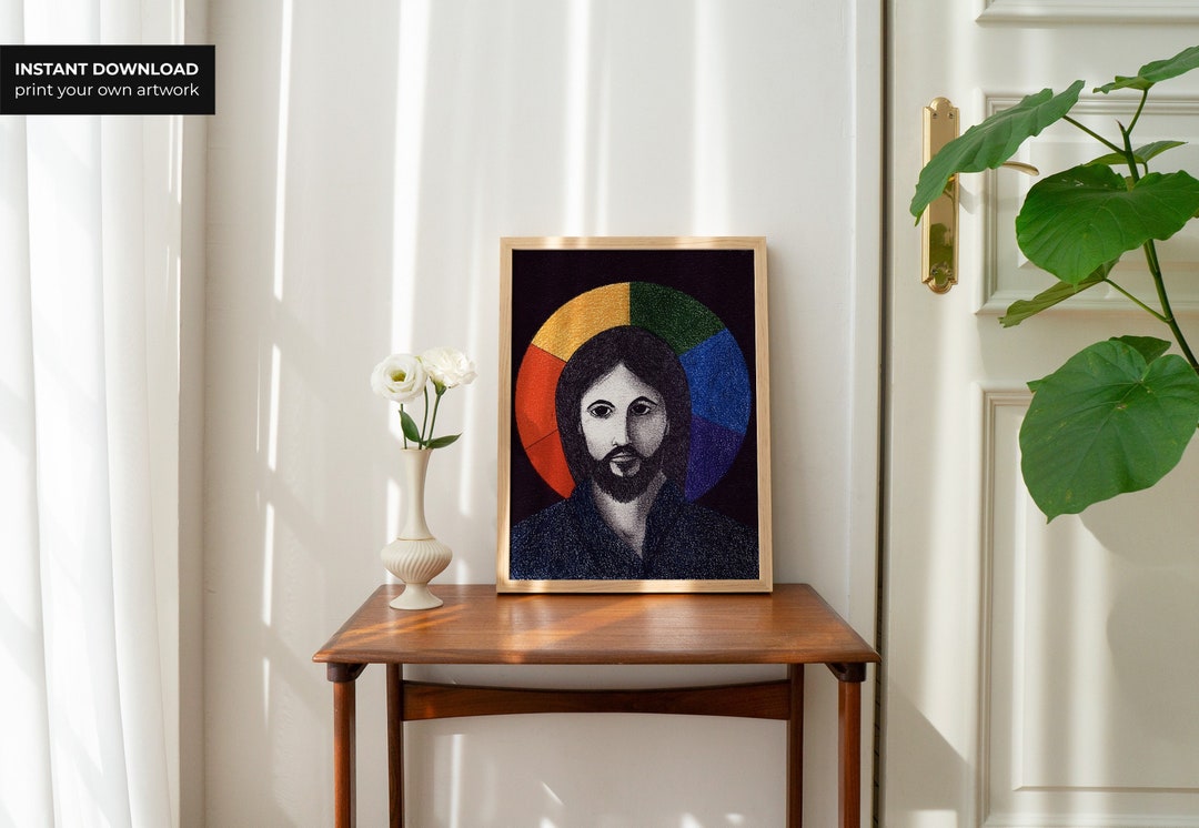 Jesus Includer LGBTQ Christian Art Queer Religious Poster Rainbow Pride