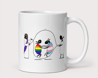 Jesus Jumping Rope with LGBTQIA Friends: Skipping Coffee Mug - Christian Friendship, Acceptance & Fun