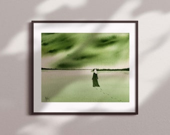 Feminist Art Printable Green Watercolor Art | Timber Series I Needed to Leave | Green Aethetic Decor | Courage Art | Female Power Poster