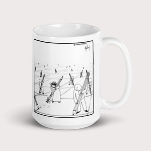 Liberal Christian Mug Christ Erasing Lines of Division: Jesus Eraser Coffee Mug, Naked Pastor Cartoon Art Gift, Unity Stronger Together image 3