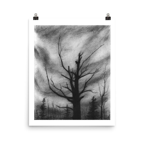 Here I Stand Charcoal Drawing Tree Prints Nature Art Gift Ideas for Friends  & Families - Etsy Israel