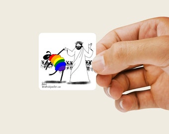 Pegatina "Jesús baila con ovejas LGBTQ" - Mes del Orgullo