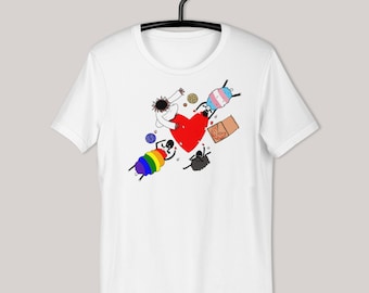 Jesus Christ with LGBTQ Friends T-Shirt: Puzzle Of Love Joyful Inclusion Shirt, Christian Shirt, Transgender & Queer Christians with Christ