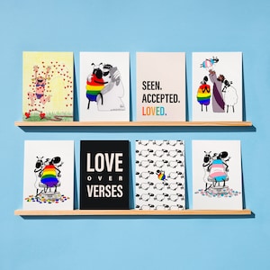 LGBTQ+ Pride Postkarte Mini 10x15 Kunstdruck – 8 Jesus inspirierte Mini Prints – Christliche Liebe & Inklusivität Kunst