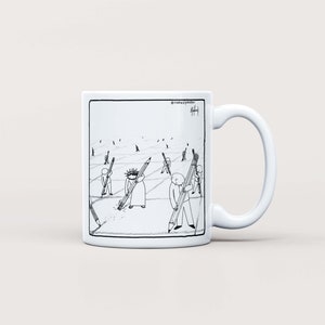 Liberal Christian Mug Christ Erasing Lines of Division: Jesus Eraser Coffee Mug, Naked Pastor Cartoon Art Gift, Unity Stronger Together image 1