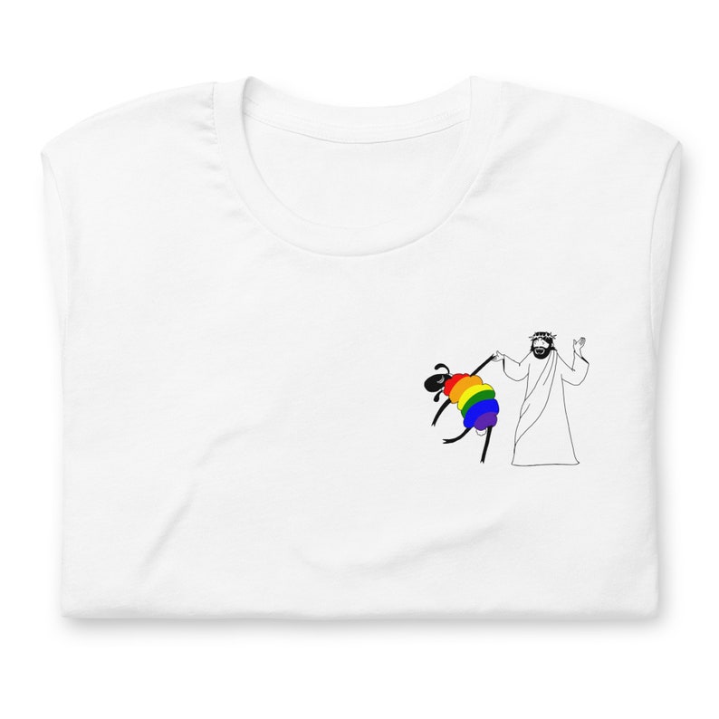 Jesus Dances with the LGBTQ Sheep T-Shirt, Liberal Christian Shirt, Inclusive Affirming Shirts, Queer Christian Tee