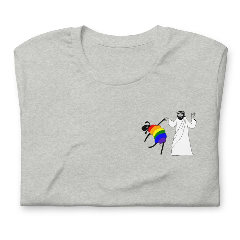 Jesus Dances with the LGBTQ Sheep T-Shirt, Liberal Christian Shirt, Inclusive Affirming Shirts, Queer Christian Tee