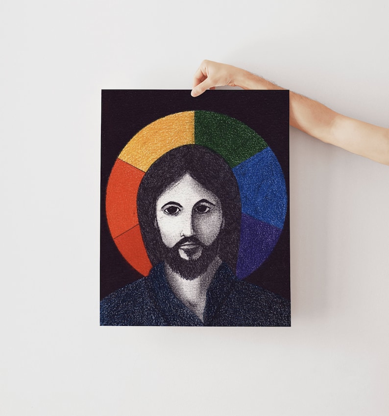 Jesus Includer & Let Them Eat Cake Printable Poster Set LGBTQ Christian Art Queer Christian Rainbow Pride Art Pastor Office Art image 3