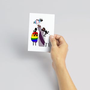 Familien Spaß 4x6 Mini Print: Jesus, Queer und Transgender Freunde, LGBTQ Karte oder Mini Art
