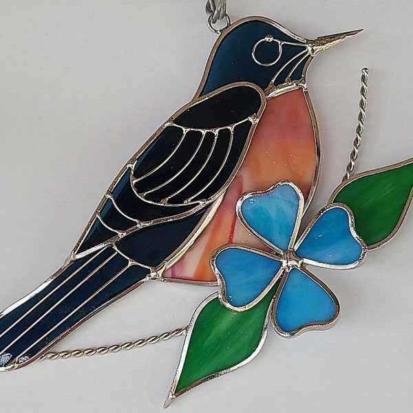 Stained Glass Robin Suncatcher Etsy