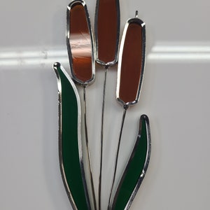 Stained Glass Cattail Typha plant Suncatcher
