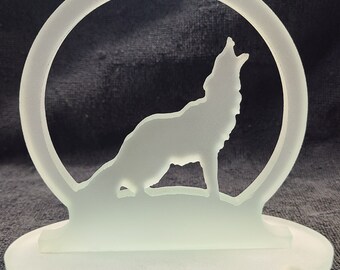 Wolf Silhouette Frosted Glass