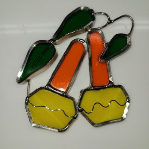 Stained Glass Trumpet Vine Suncatcher Orange and Yellow