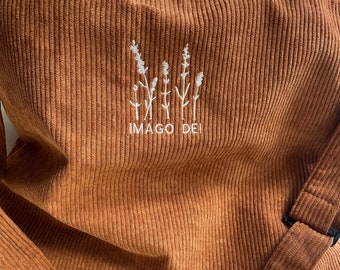 Bolso bandolera de pana bordada, bolso tote Imago Dei Wildflower