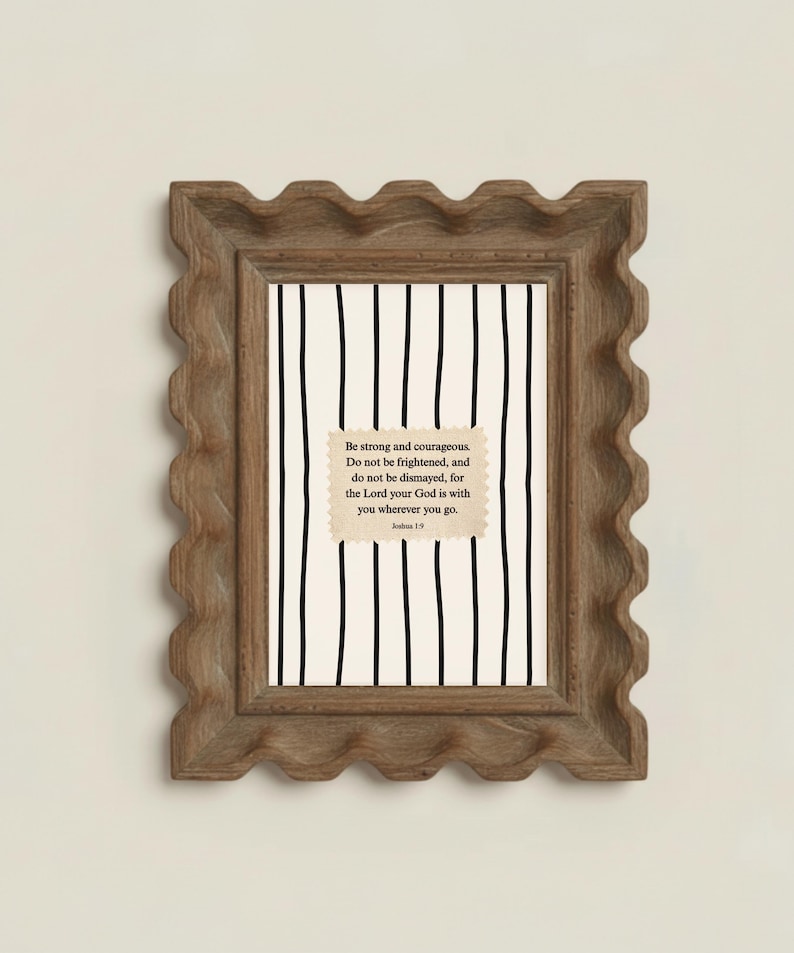 Be Strong and Courageous Striped Wall Art Joshua 1:9 Scripture Christian Faith Decor Unframed Physical Print bild 5